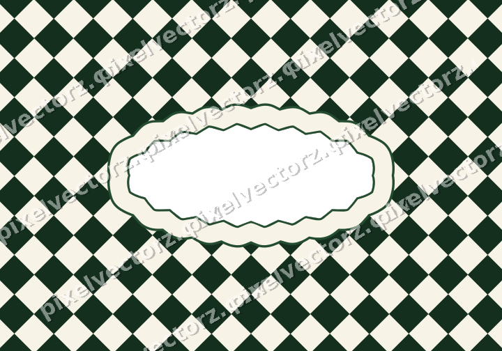Decorative patterned mat frame in dark green with checkerboard