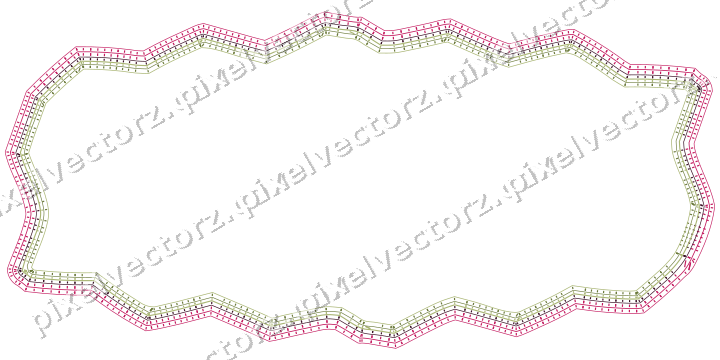 Decorative line art frame in lime and pink with label plaque