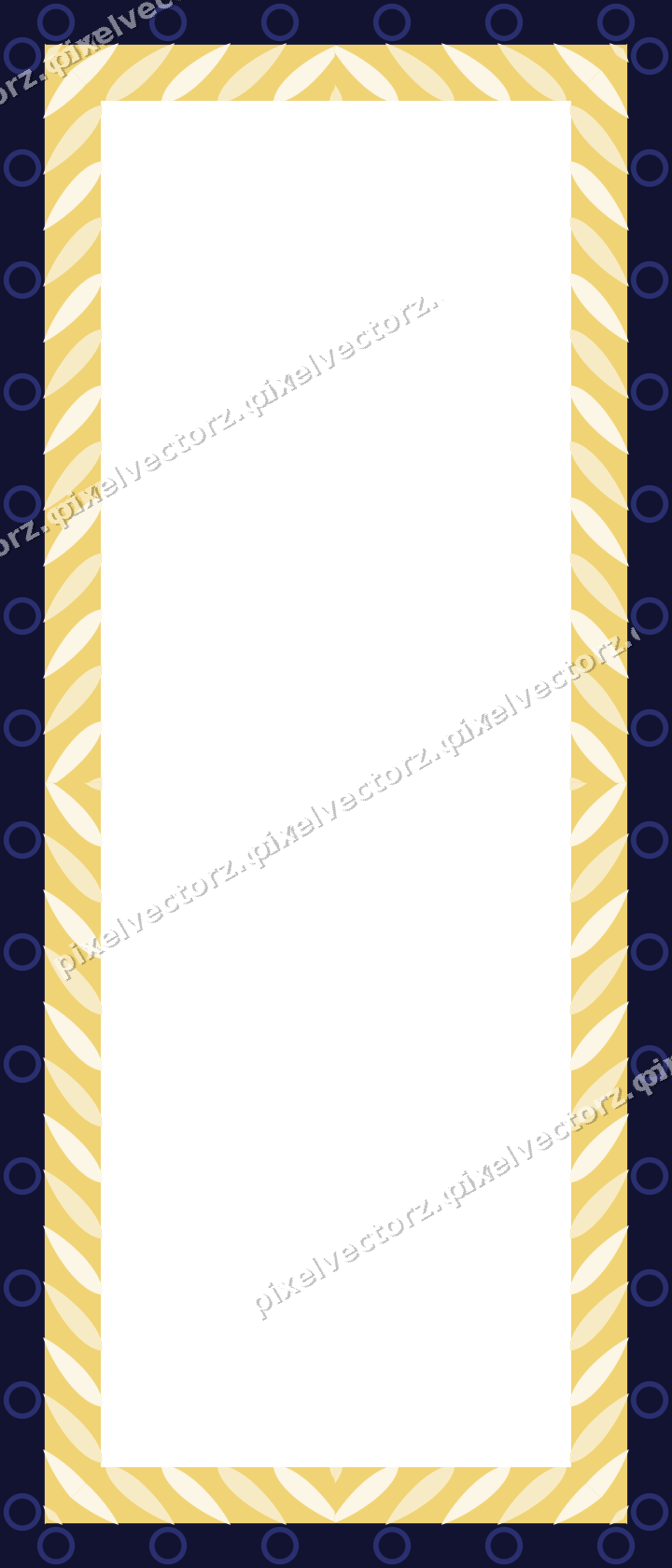 Decorative picture frame border in dark blue and amber with ring chain