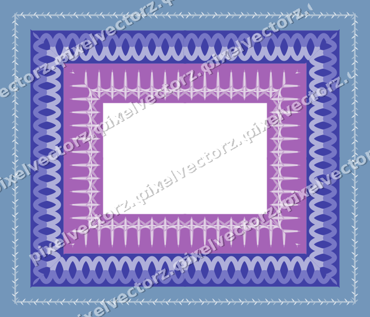 Decorative picture frame border in purple and blue with acanthus leaf