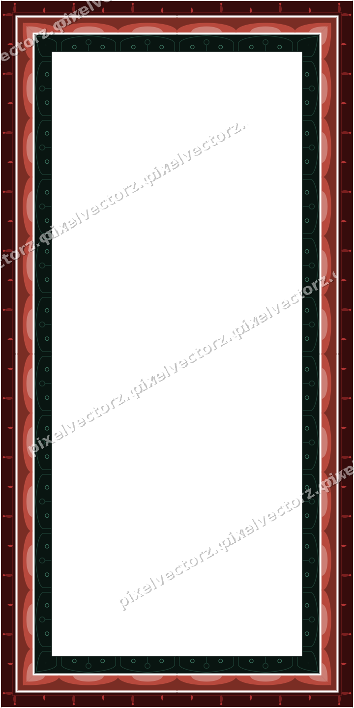 Decorative picture frame border in dark red with scale band