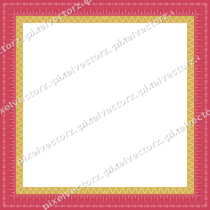 Decorative picture frame border in red and orange with spiral scroll