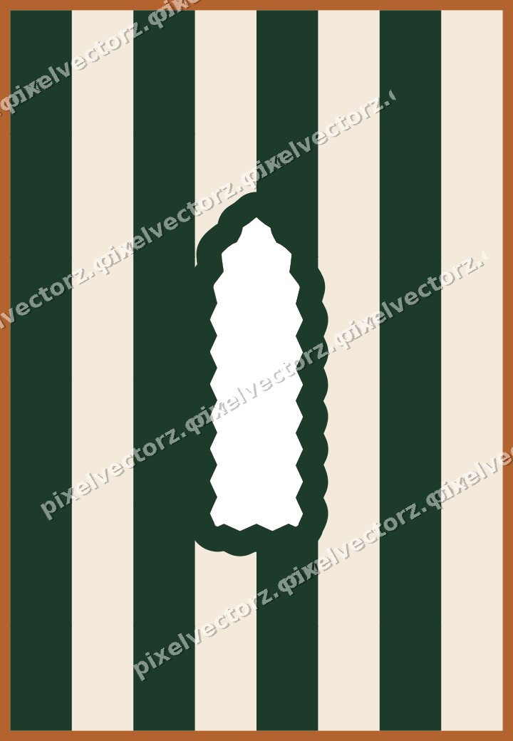 Decorative patterned mat frame in dark green with vertical stripes