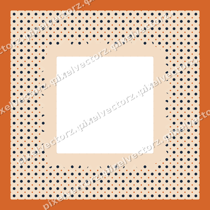 Decorative patterned mat frame in dark blue and orange with polka dots