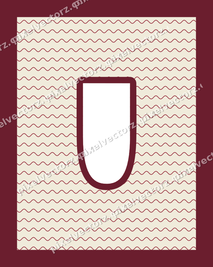 Decorative patterned mat frame in dark pink and red with wavy lines