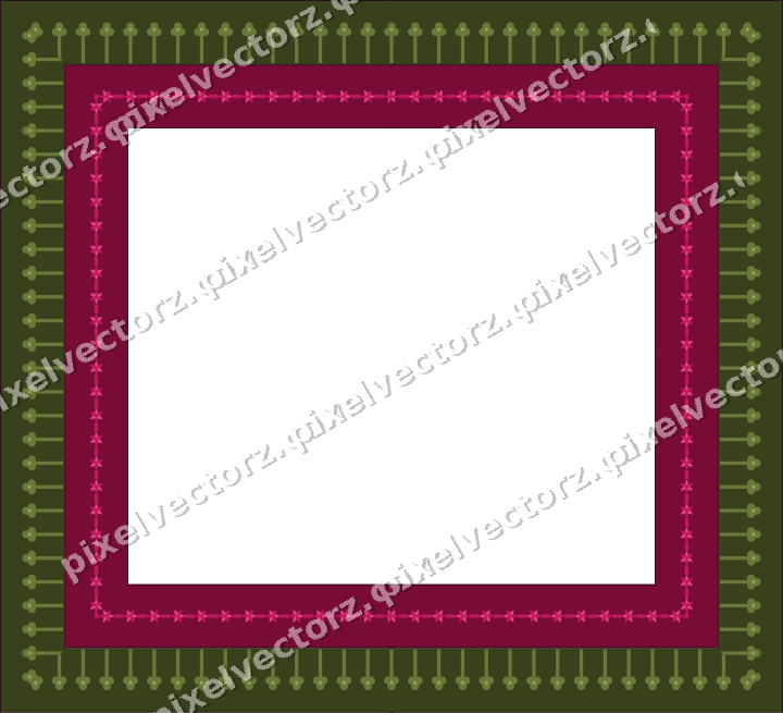 Decorative picture frame border in lime and pink with rosette band