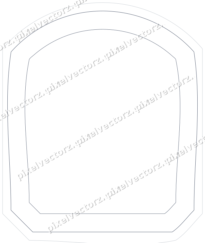 Decorative line art frame in dark blue and white with label plaque