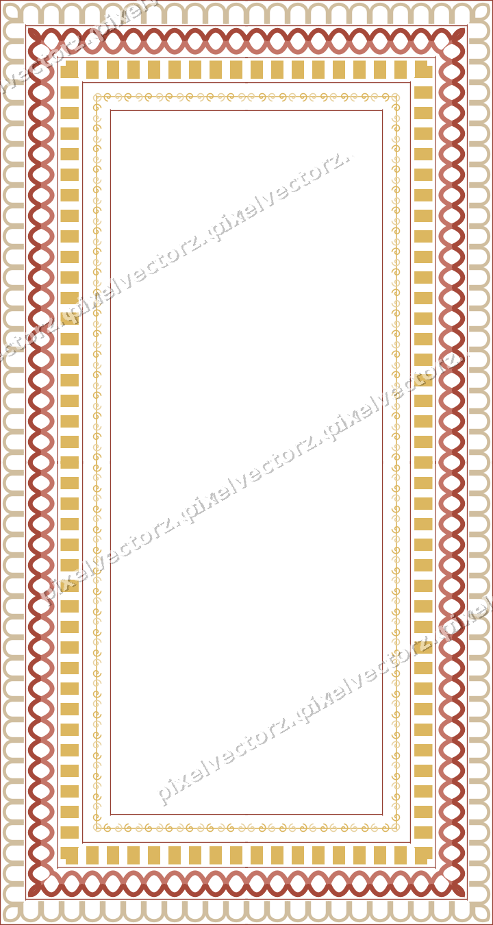 Decorative picture frame border in orange and amber with arcade frieze