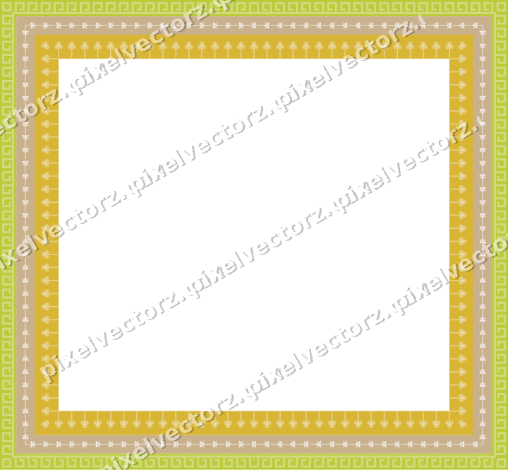 Decorative picture frame border in lime and yellow with greek key