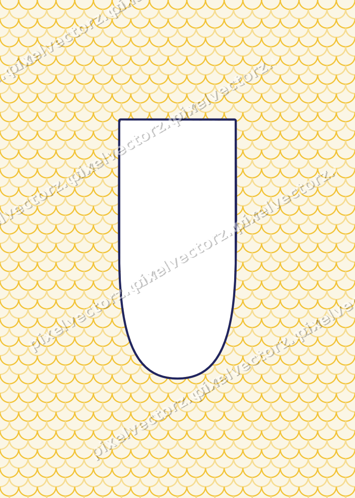 Decorative patterned mat frame in dark blue with scallop scales