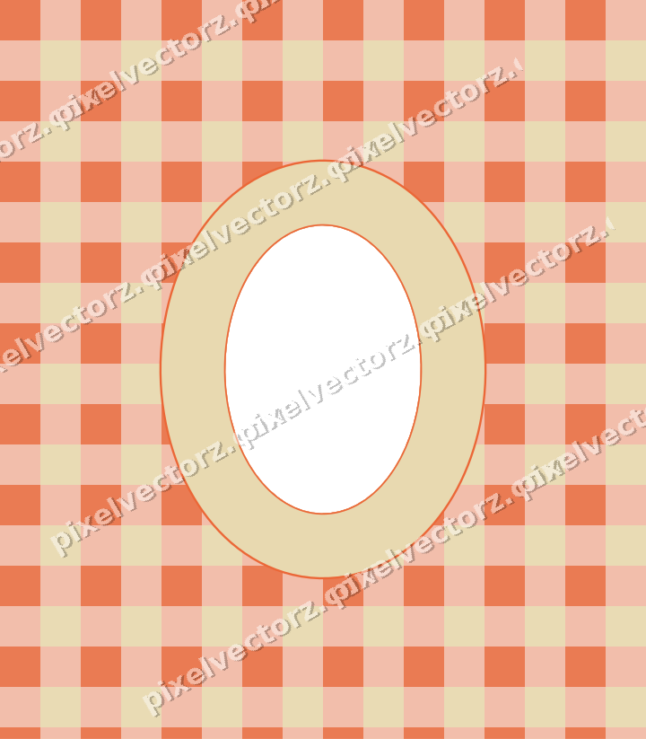 Decorative patterned mat frame in red and orange with gingham check