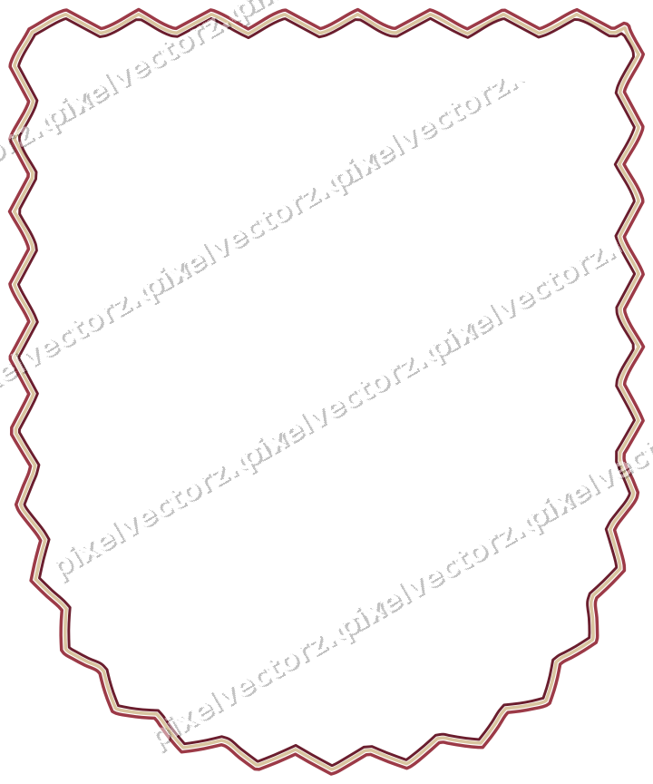 Decorative line art frame in dark pink and red with shield