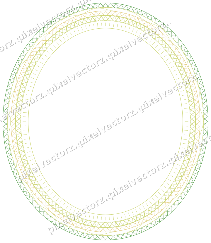 Decorative line art frame in lime and yellow with oval