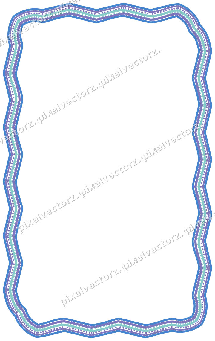 Decorative line art frame in blue and cyan with label plaque