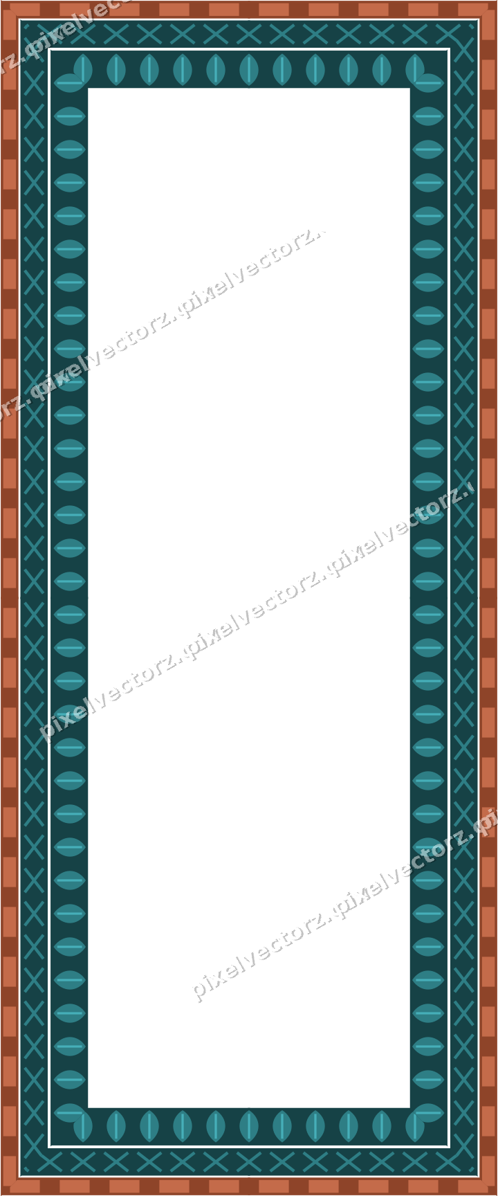 Decorative picture frame border in dark teal with leaf moulding