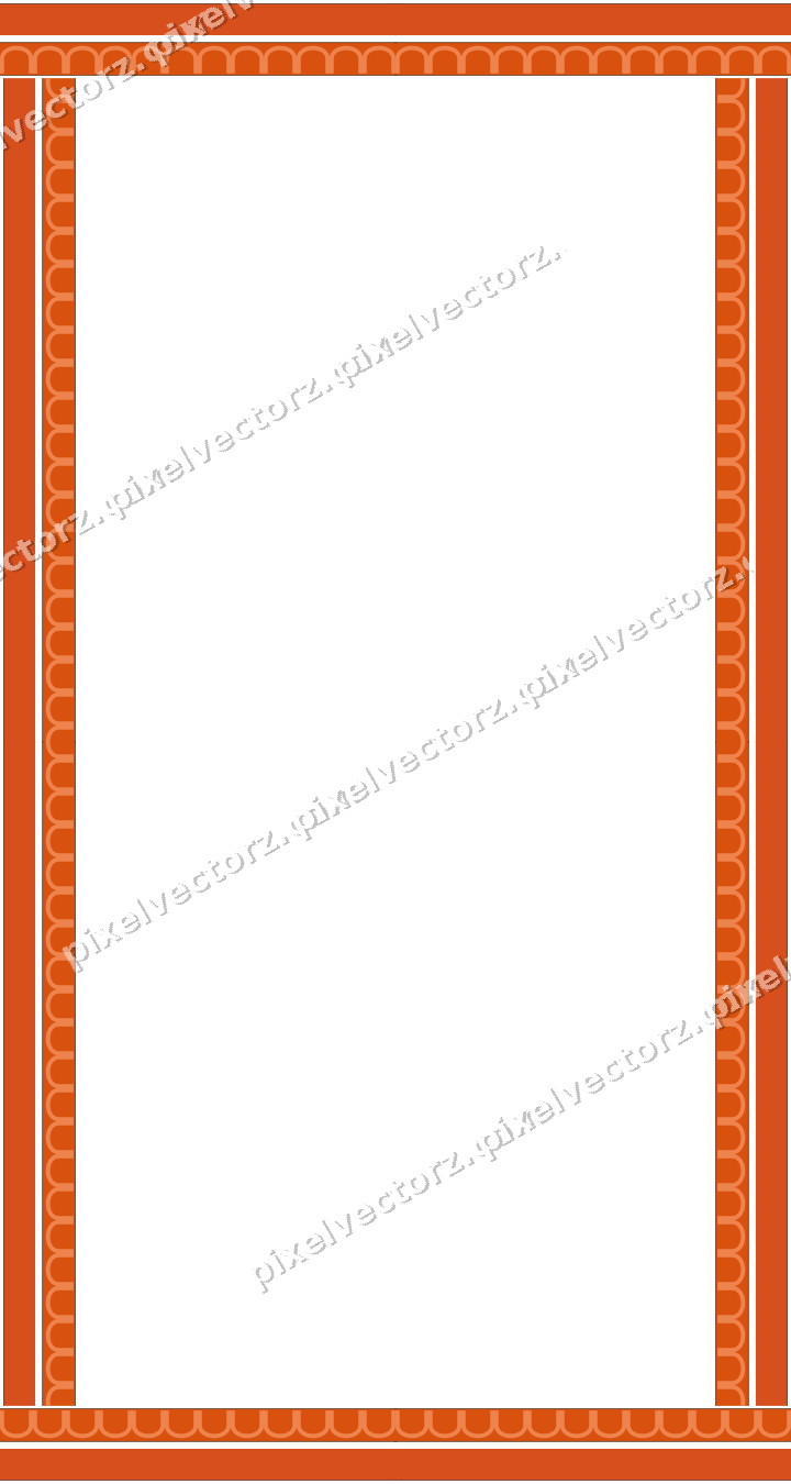 Decorative picture frame border in orange and teal with arcade frieze