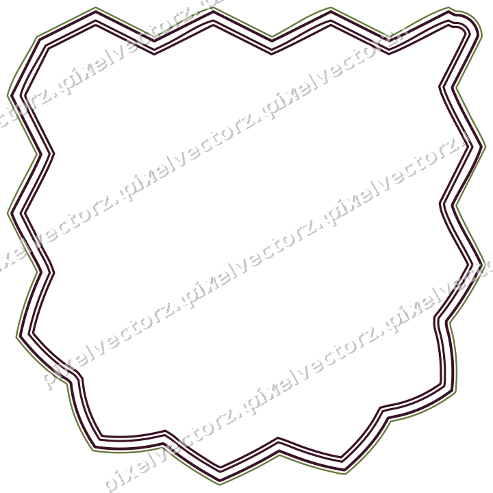 Decorative line art frame in lime and pink with shield and zigzag edge