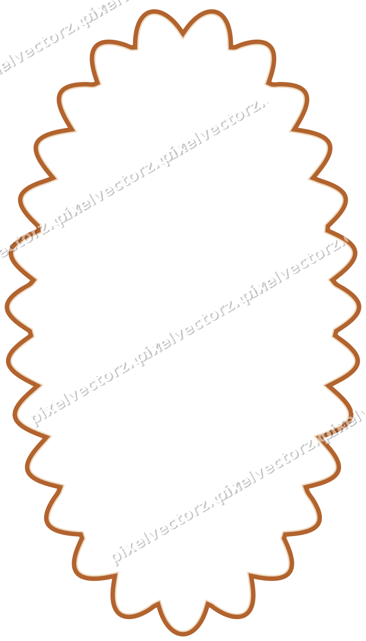 Decorative line art frame in dark green and orange with oval