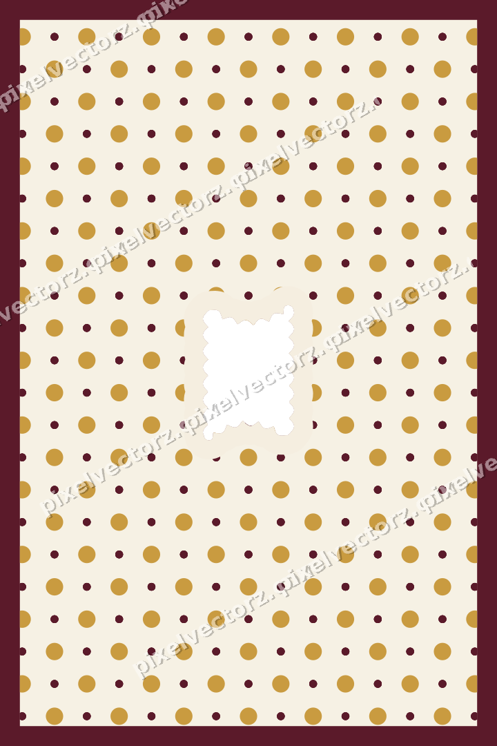 Decorative patterned mat frame in dark pink and amber with polka dots