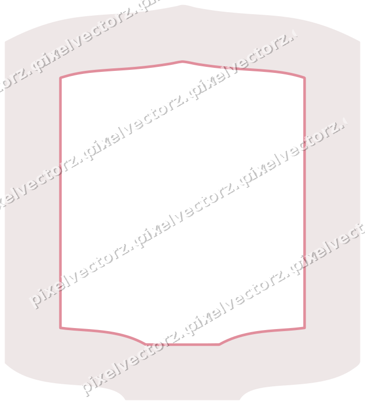 Decorative line art frame in pale pink and pale red with label plaque