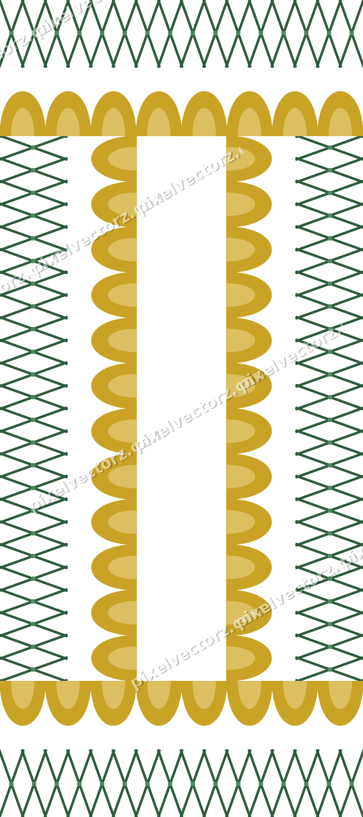 Decorative picture frame border in dark green with lattice band