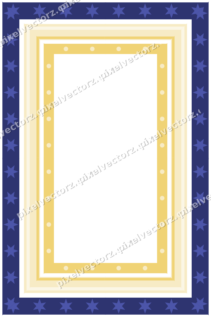 Decorative picture frame border in dark blue and amber with star band