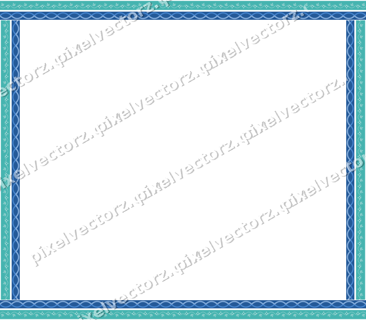Decorative picture frame border in blue and cyan with guilloche