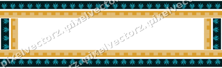 Decorative picture frame border in amber and dark teal with palmette