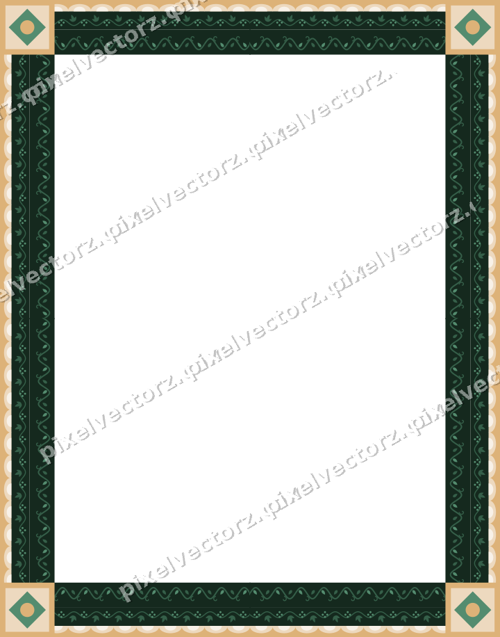 Decorative picture frame border in dark green with scale band