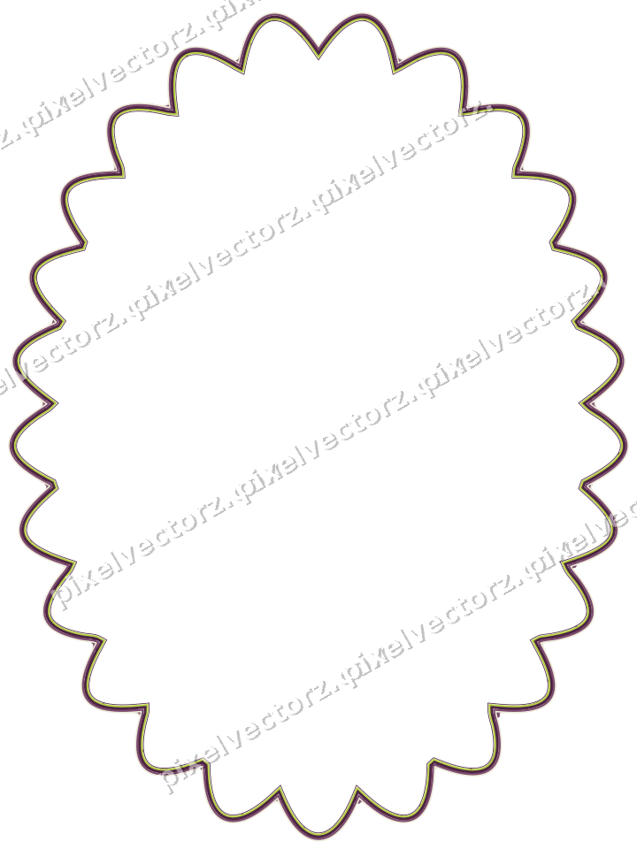 Decorative line art frame in dark magenta and lime with oval