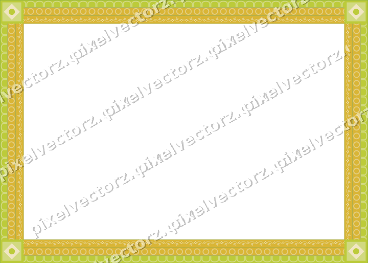 Decorative picture frame border in lime and yellow with ring chain
