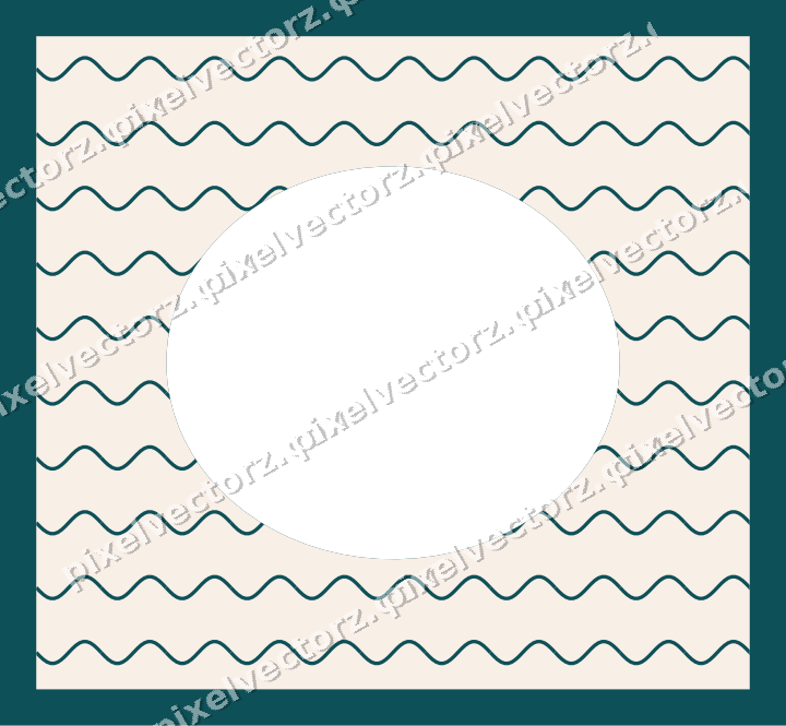 Decorative patterned mat frame in dark teal and orange with wavy lines