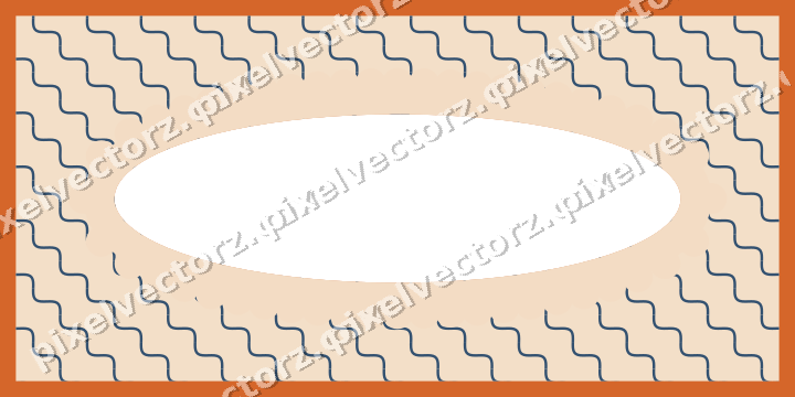 Decorative patterned mat frame in dark blue and orange with wavy lines