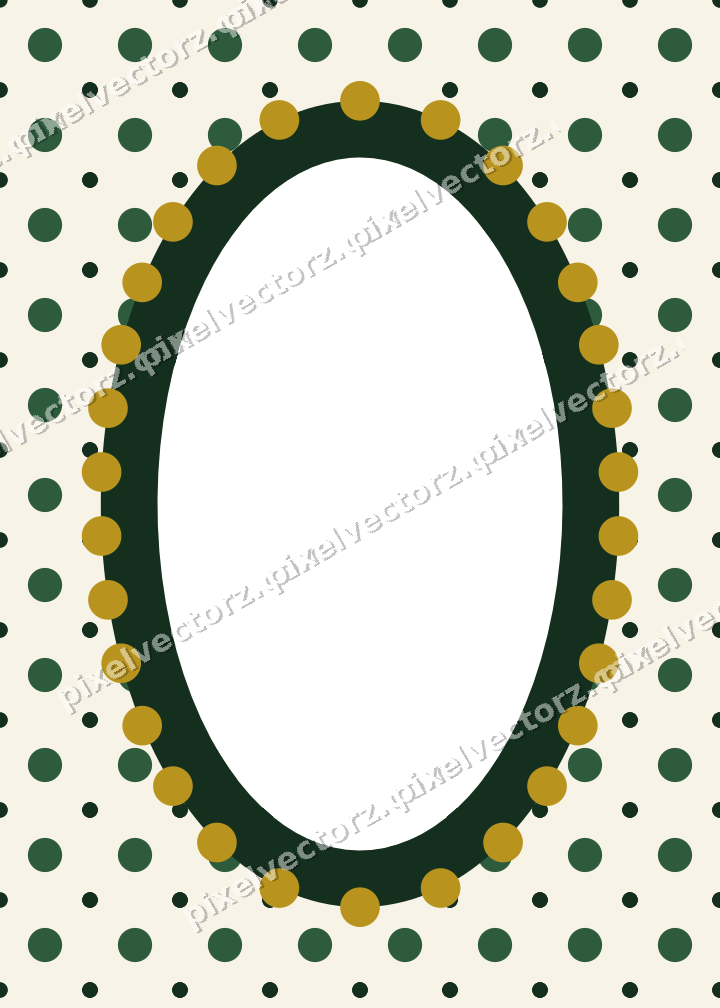 Decorative patterned mat frame in dark green and amber with polka dots