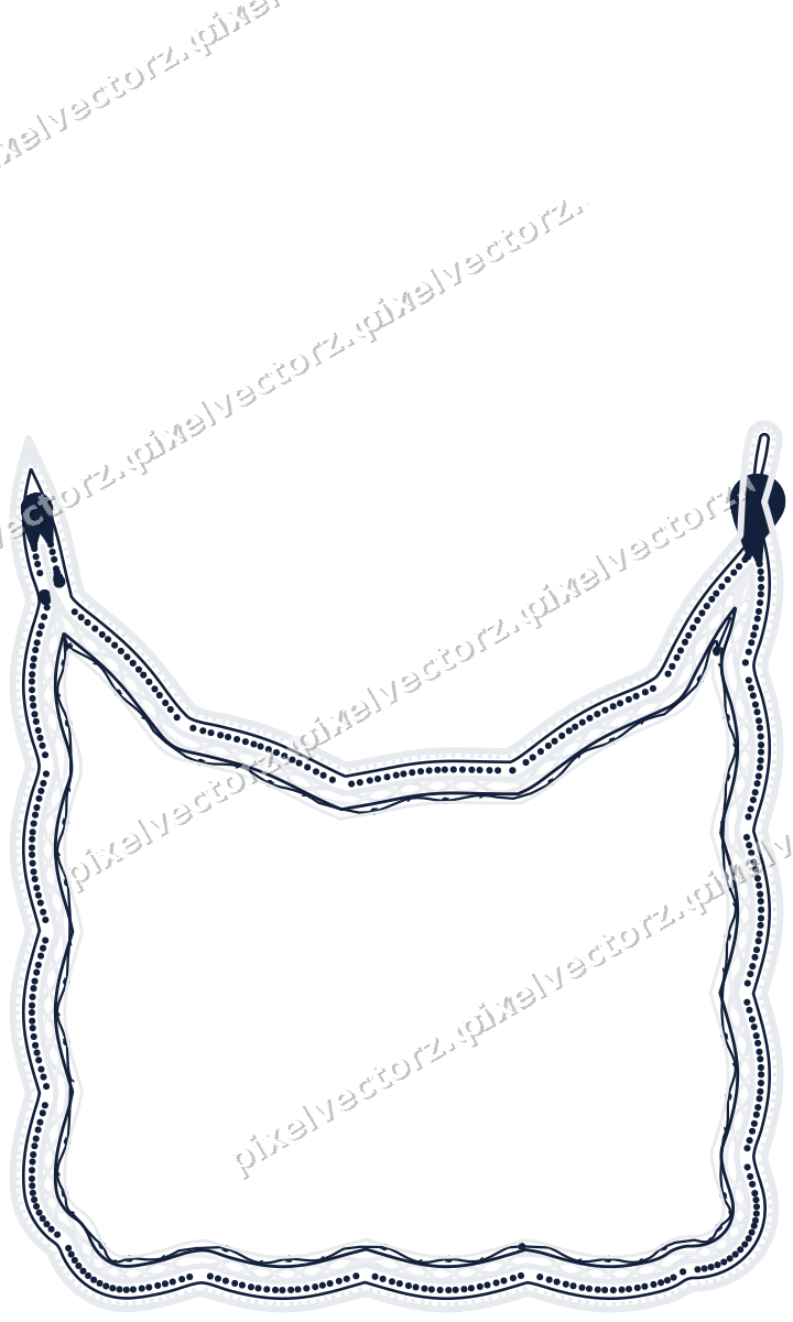 Decorative line art frame in dark blue and white with label plaque