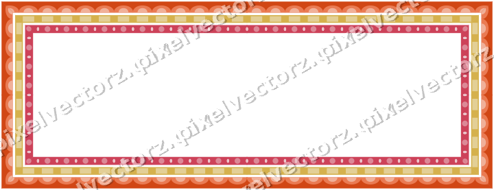 Decorative picture frame border in red and orange with scale band