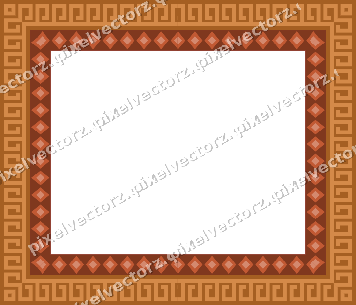 Decorative picture frame border in orange and amber with greek key