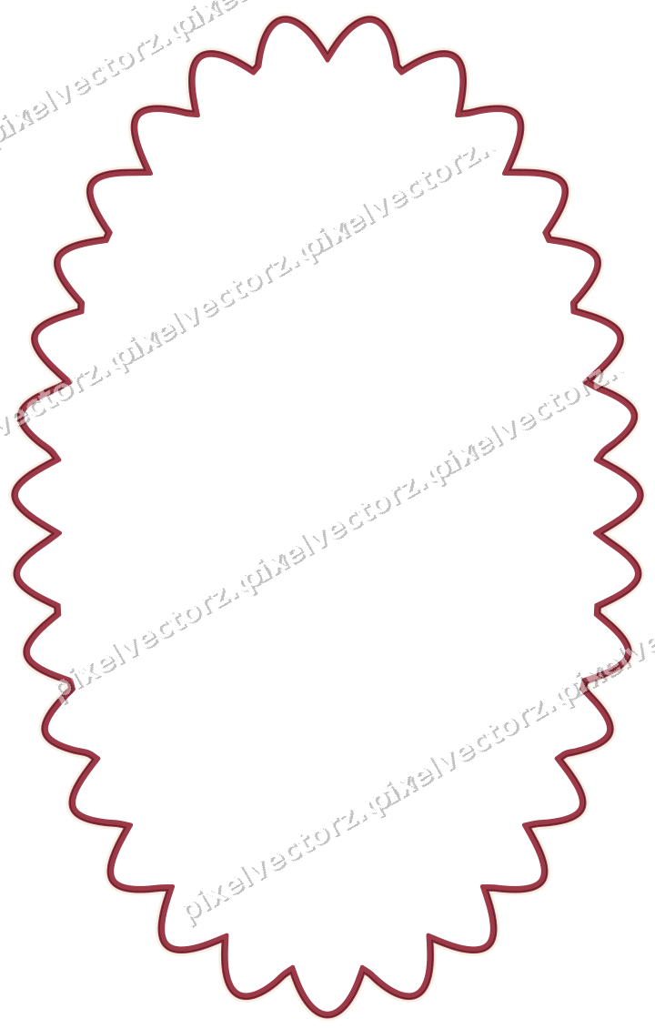Decorative line art frame in dark pink and red with oval