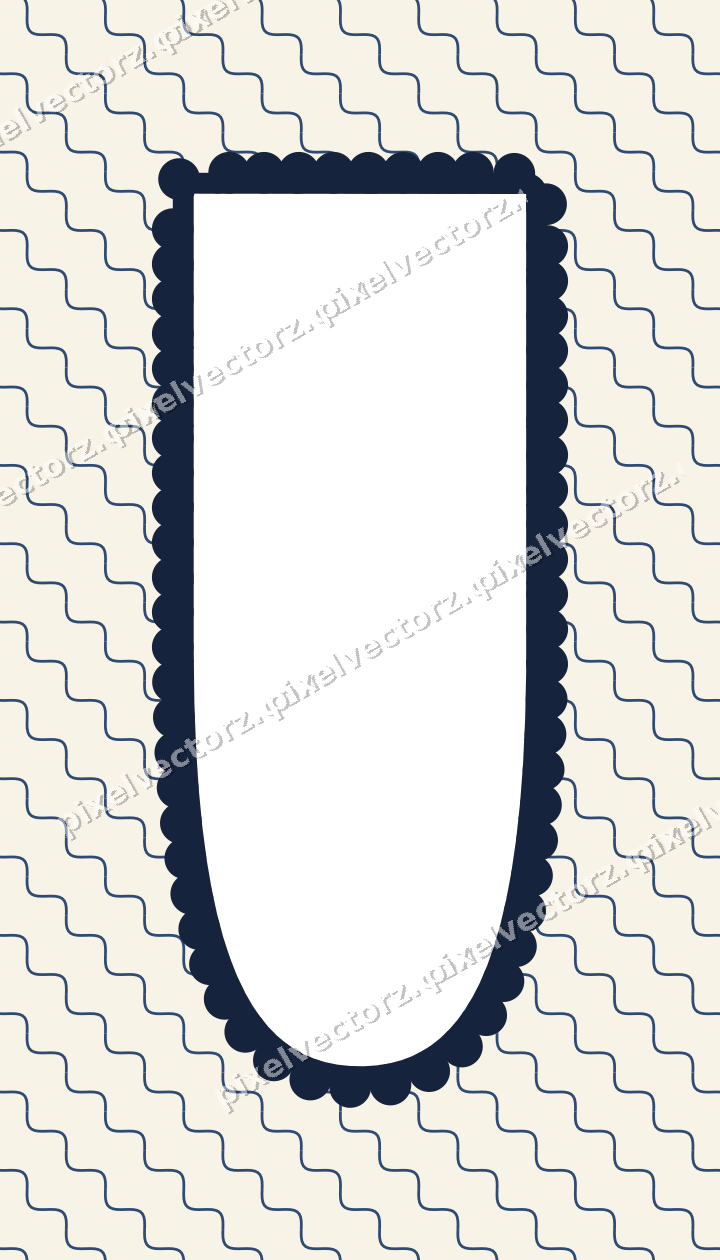 Decorative patterned mat frame in dark blue and amber with wavy lines