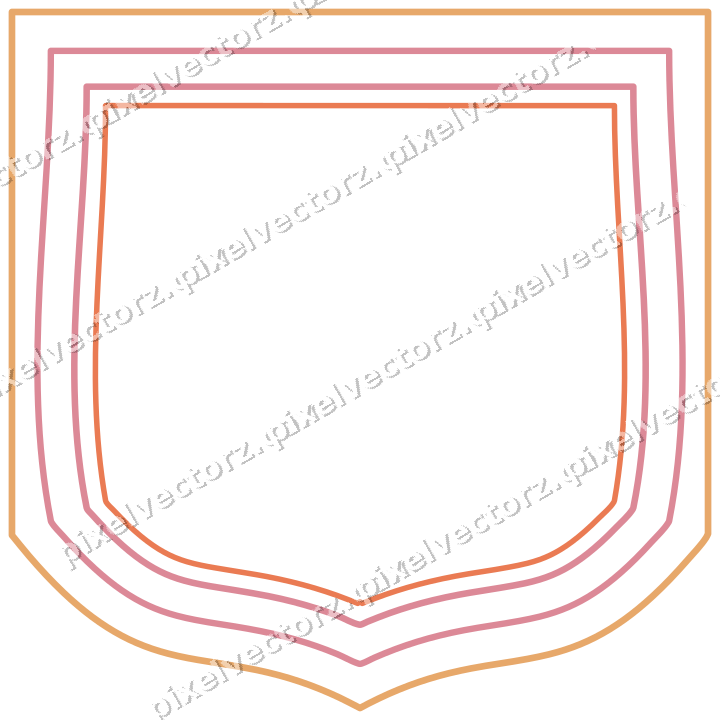 Decorative line art frame in red and orange with label plaque