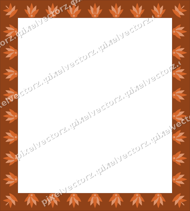 Decorative picture frame border in dark blue and orange with palmette