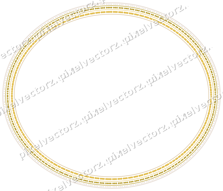 Decorative line art frame in amber and pale orange with oval