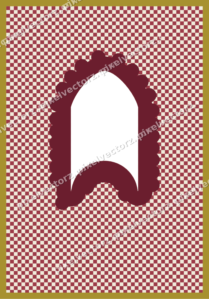 Decorative patterned mat frame in dark pink and red with checkerboard
