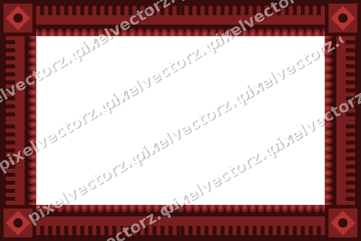 Decorative picture frame border in dark red with step band