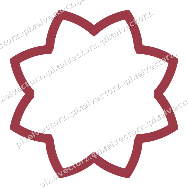 Decorative line art frame in dark pink and red with oval