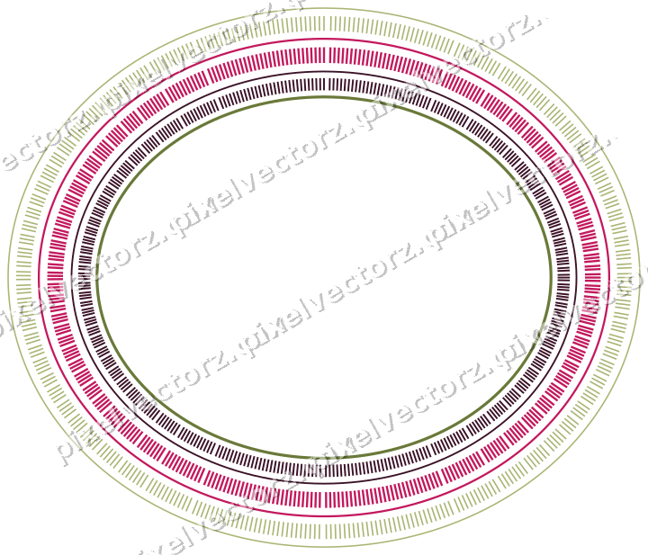 Decorative line art frame in lime and pink with oval and dashed line