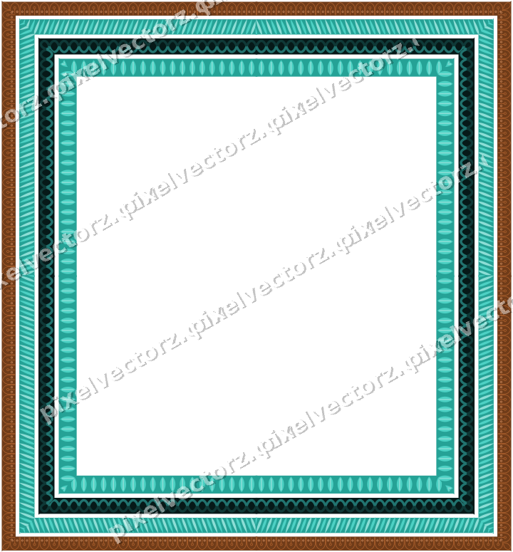Decorative picture frame border in orange and teal with gothic tracery