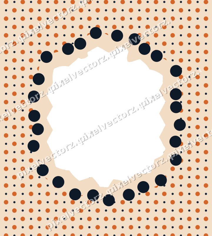 Decorative patterned mat frame in dark blue and orange with polka dots