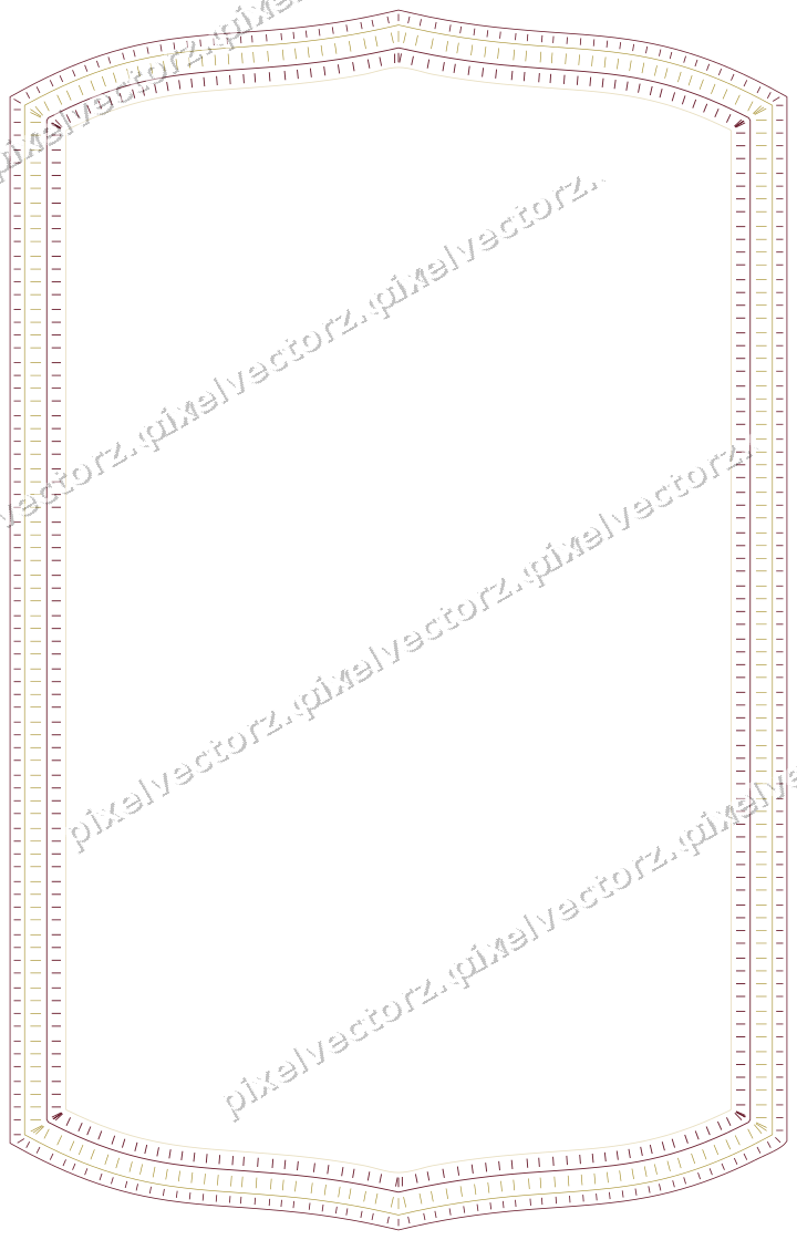 Decorative line art frame in dark pink and red with label plaque