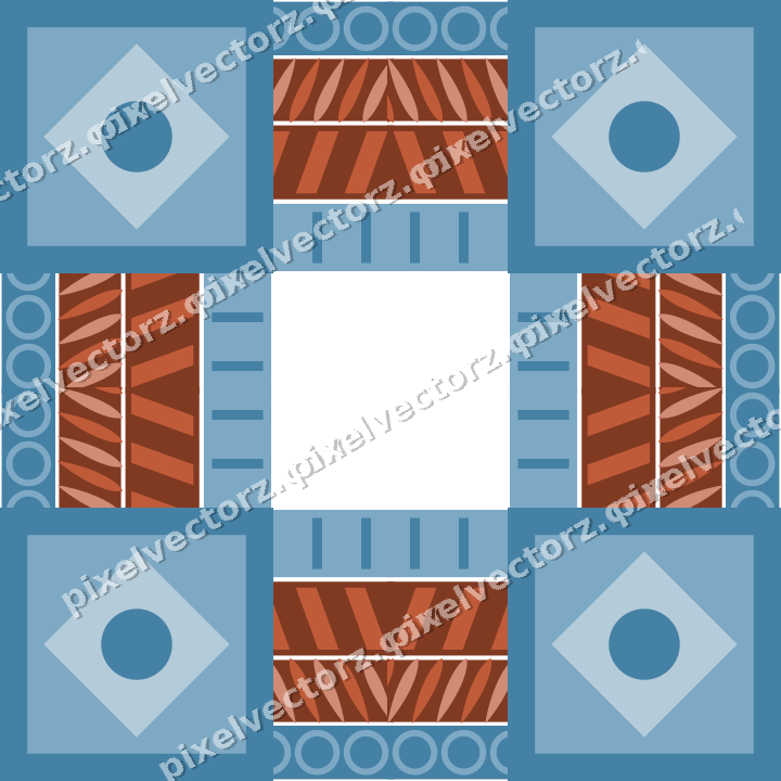 Decorative picture frame border in orange and cyan with ring chain